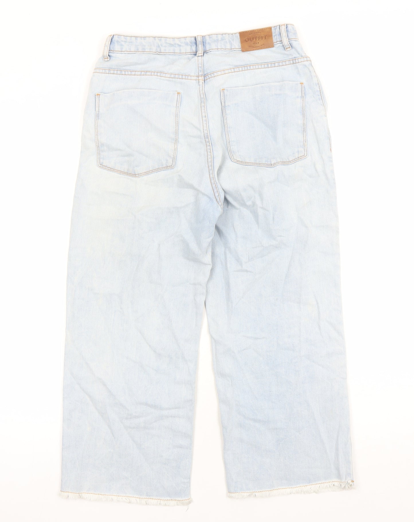 Outfit Girls Blue Cotton Straight Jeans Size 13 Years L22 in Regular Zip - Raw Hems