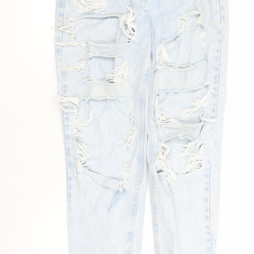 New Look Womens Blue Cotton Mom Jeans Size 6 L27 in Regular Zip - Pockets