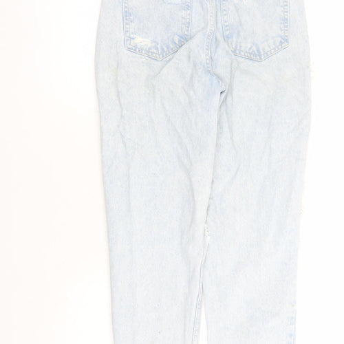 New Look Womens Blue Cotton Mom Jeans Size 6 L27 in Regular Zip - Pockets