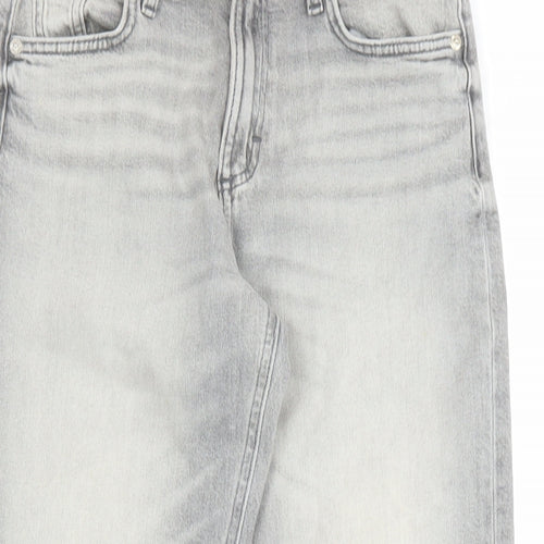 River Island Girls Grey Cotton Straight Jeans Size 12 Years L25 in Regular Zip - Pockets