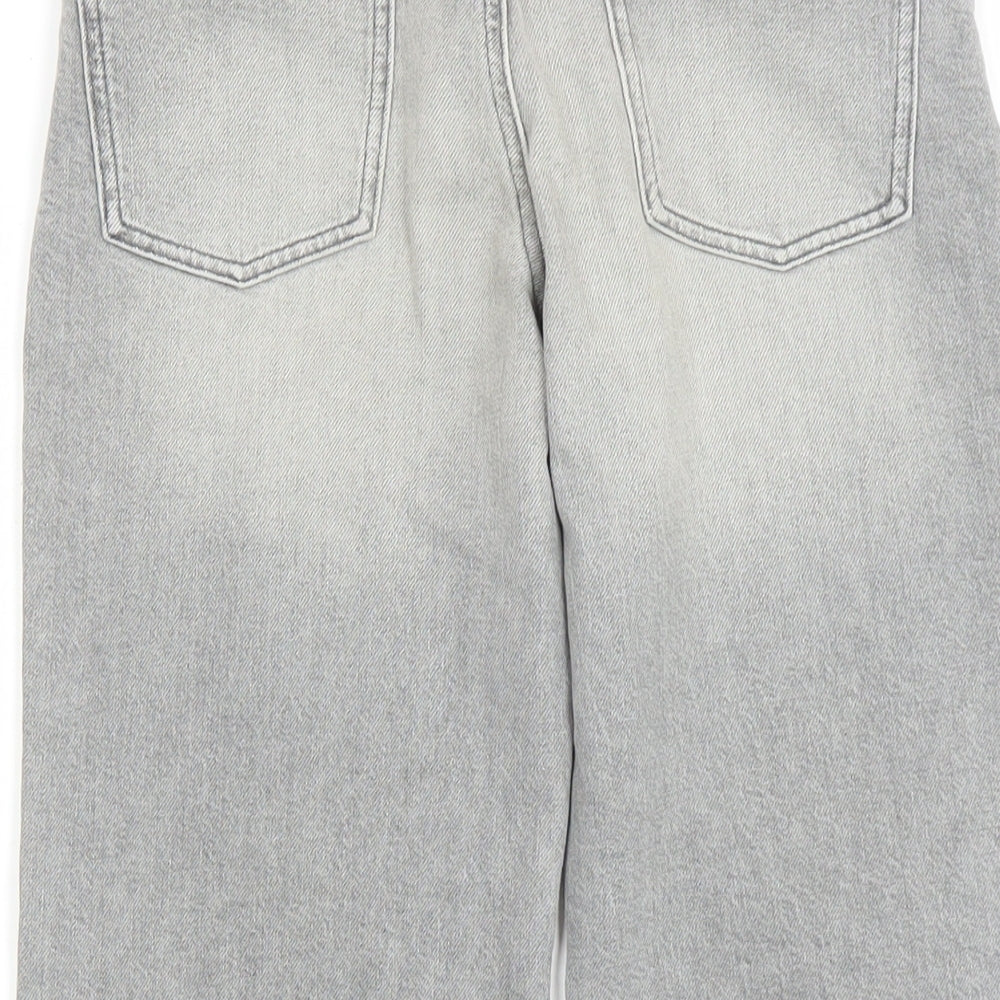 River Island Girls Grey Cotton Straight Jeans Size 12 Years L25 in Regular Zip - Pockets