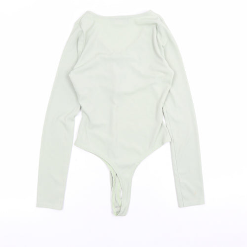 PRETTYLITTLETHING Womens Green Polyester Bodysuit One-Piece Size 8 Snap