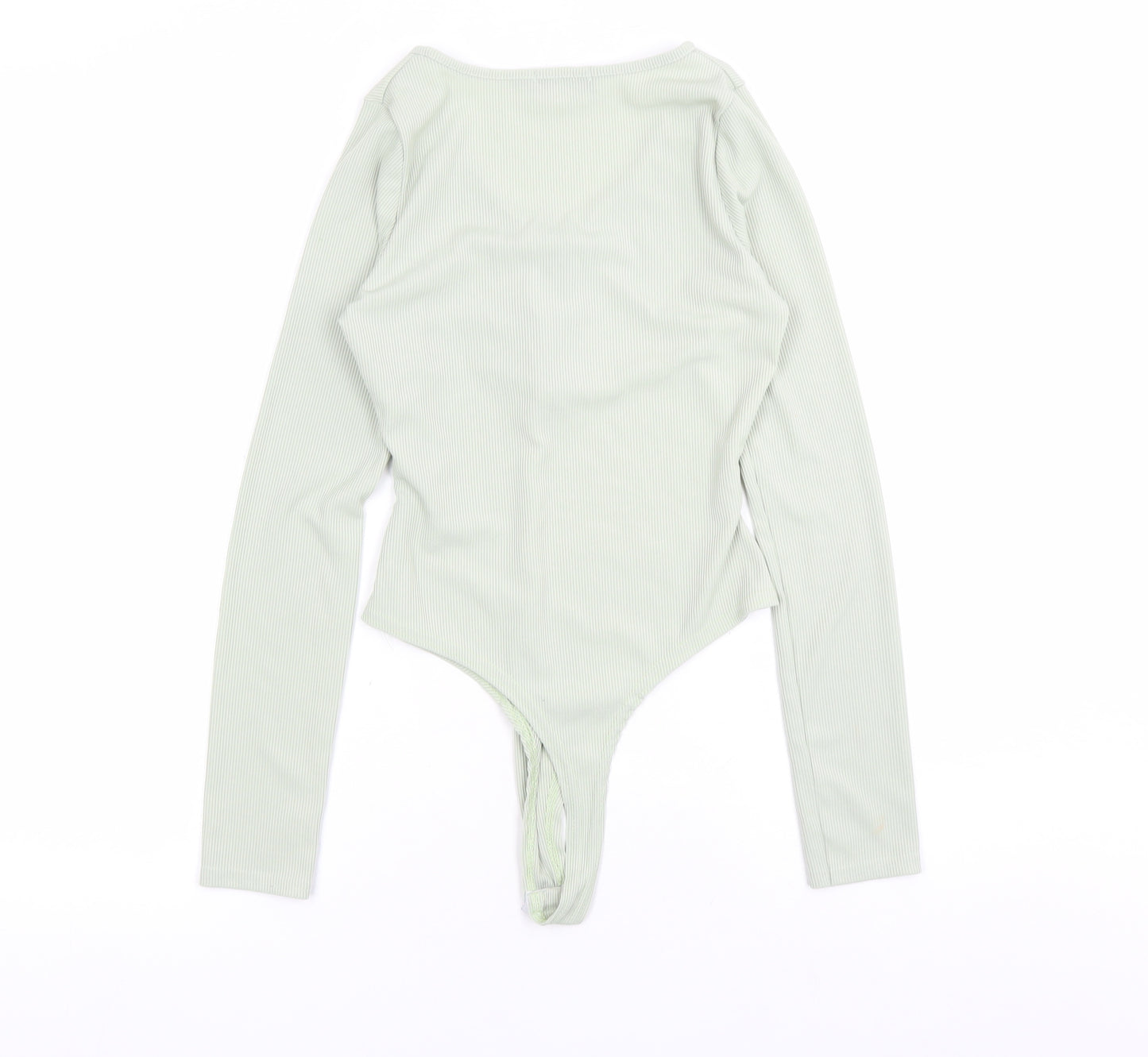 PRETTYLITTLETHING Womens Green Polyester Bodysuit One-Piece Size 8 Snap