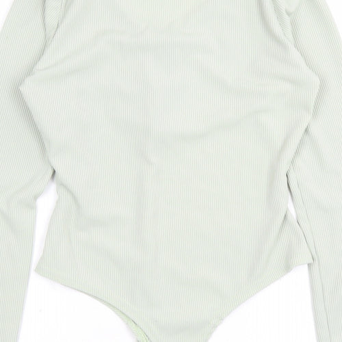 PRETTYLITTLETHING Womens Green Polyester Bodysuit One-Piece Size 8 Snap