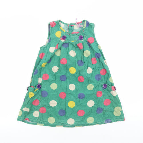 John Lewis Girls Green Polka Dot 100% Cotton A-Line Size 7 Years Round Neck Pullover