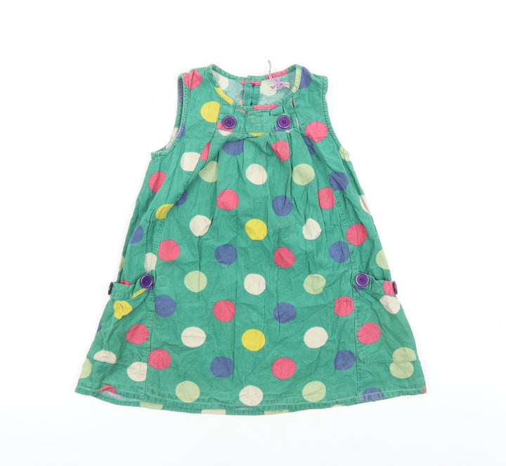 John Lewis Girls Green Polka Dot 100% Cotton A-Line Size 7 Years Round Neck Pullover