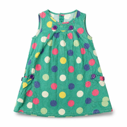 John Lewis Girls Green Polka Dot 100% Cotton A-Line Size 7 Years Round Neck Pullover