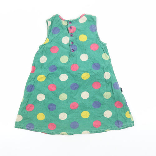 John Lewis Girls Green Polka Dot 100% Cotton A-Line Size 7 Years Round Neck Pullover