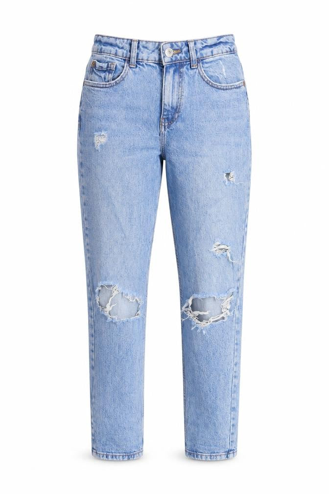 New Look Maternity Girls Blue Cotton Straight Jeans Size 13 Years L27 in Regular Zip - Distressed Look