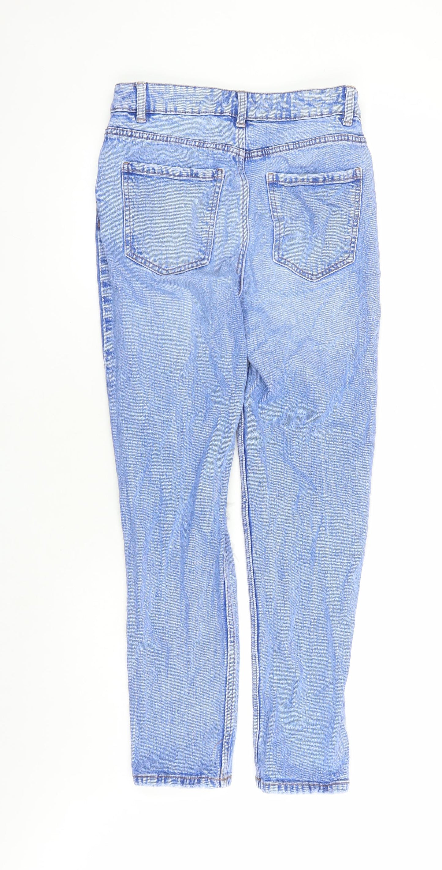 New Look Maternity Girls Blue Cotton Straight Jeans Size 13 Years L27 in Regular Zip - Distressed Look