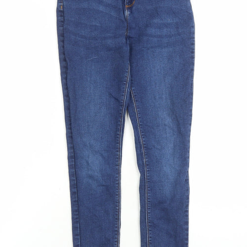 Denim & Co. Girls Blue Cotton Skinny Jeans Size 11-12 Years L23 in Regular Zip - Pockets