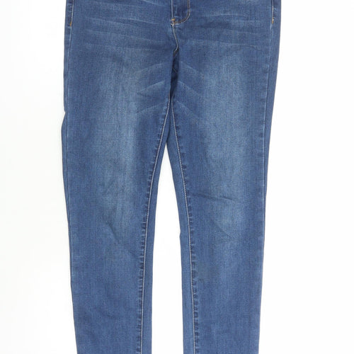 F&F Womens Blue Cotton Skinny Jeans Size 10 L29 in Slim Zip - High Waisted