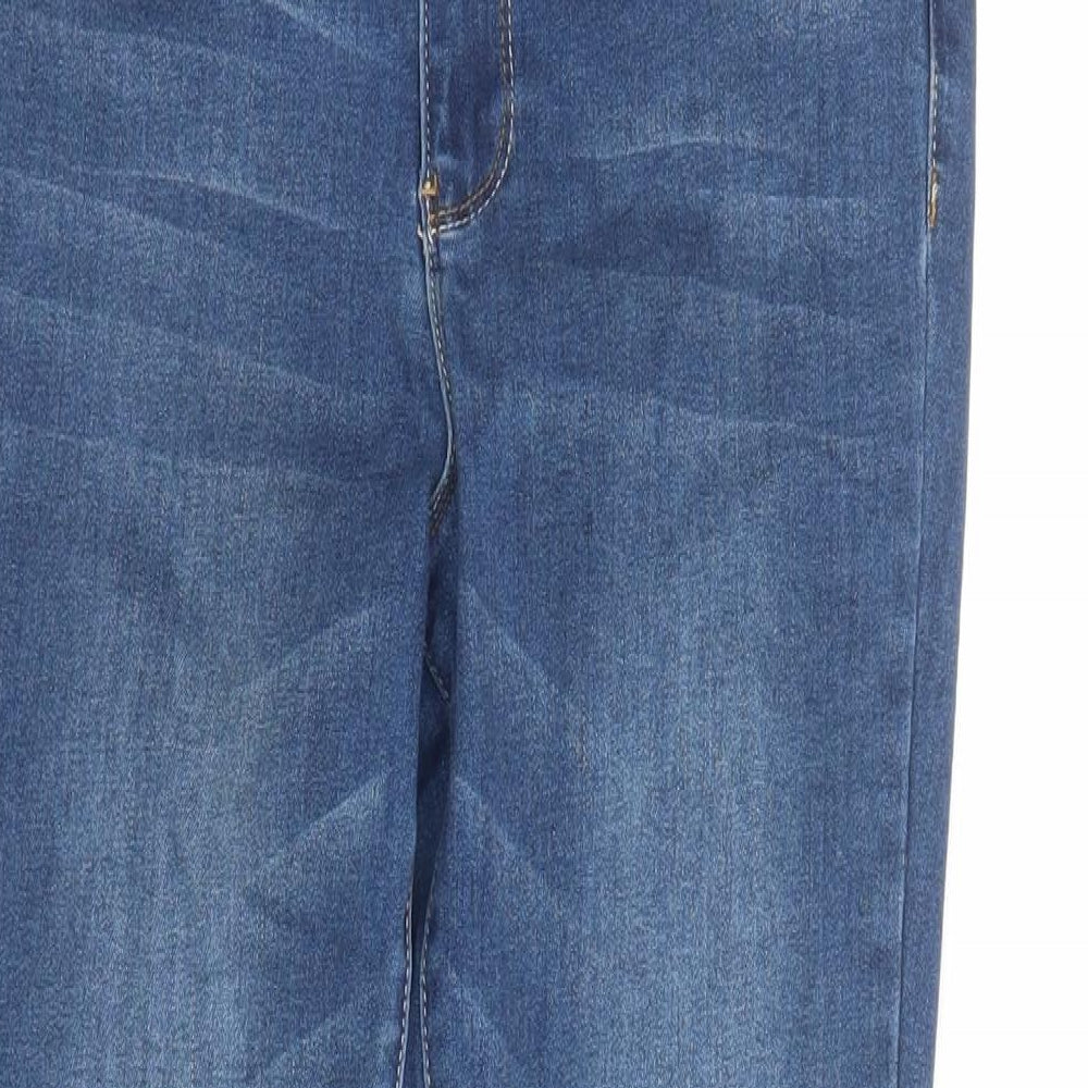 F&F Womens Blue Cotton Skinny Jeans Size 10 L29 in Slim Zip - High Waisted