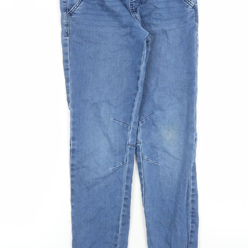 Denim & Co. Girls Blue Cotton Straight Jeans Size 11-12 Years L25 in Slim Drawstring - Elasticated Waist