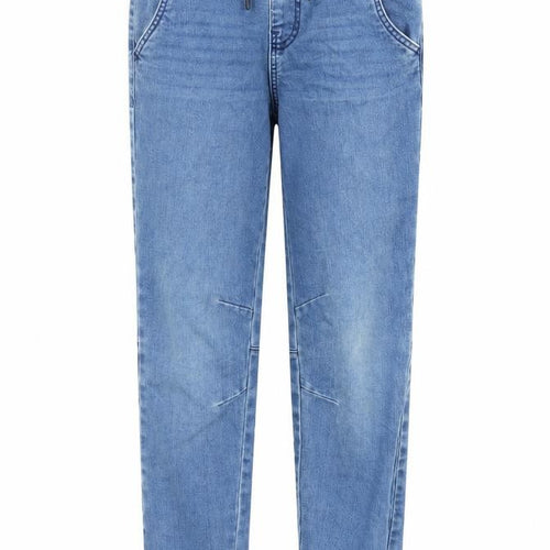 Denim & Co. Girls Blue Cotton Straight Jeans Size 11-12 Years L25 in Slim Drawstring - Elasticated Waist
