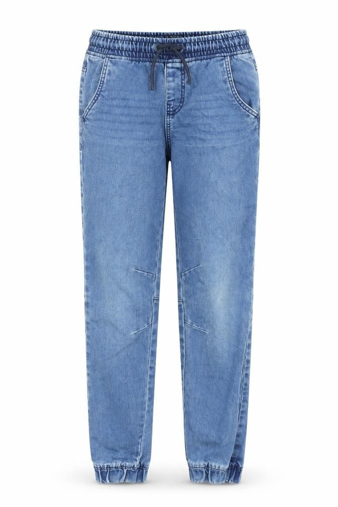 Denim & Co. Girls Blue Cotton Straight Jeans Size 11-12 Years L25 in Slim Drawstring - Elasticated Waist