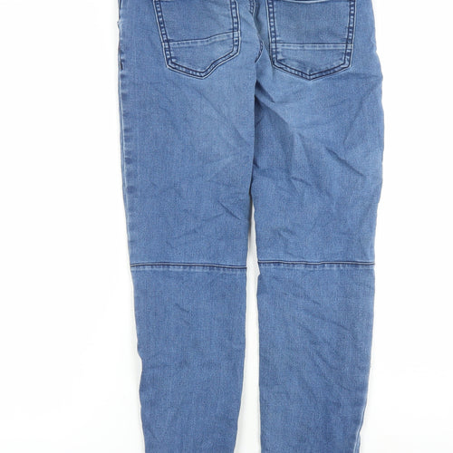 Denim & Co. Girls Blue Cotton Straight Jeans Size 11-12 Years L25 in Slim Drawstring - Elasticated Waist