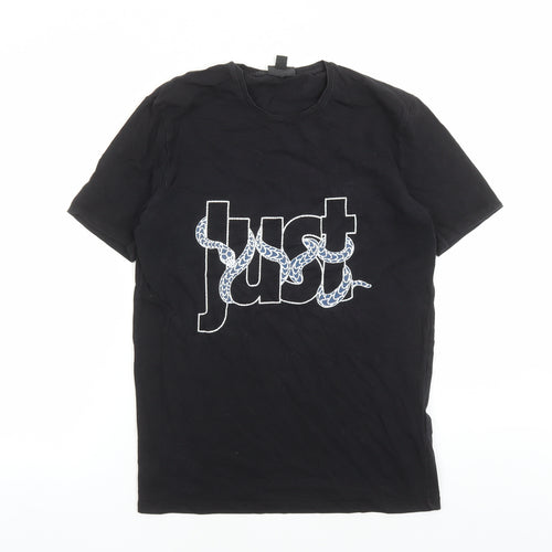 Just Cavalli Mens Black Cotton T-Shirt Size M Crew Neck