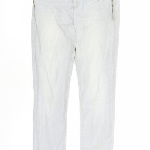 Mint Velvet Womens Grey Cotton Straight Jeans Size 10 L29 in Regular Zip - Pockets