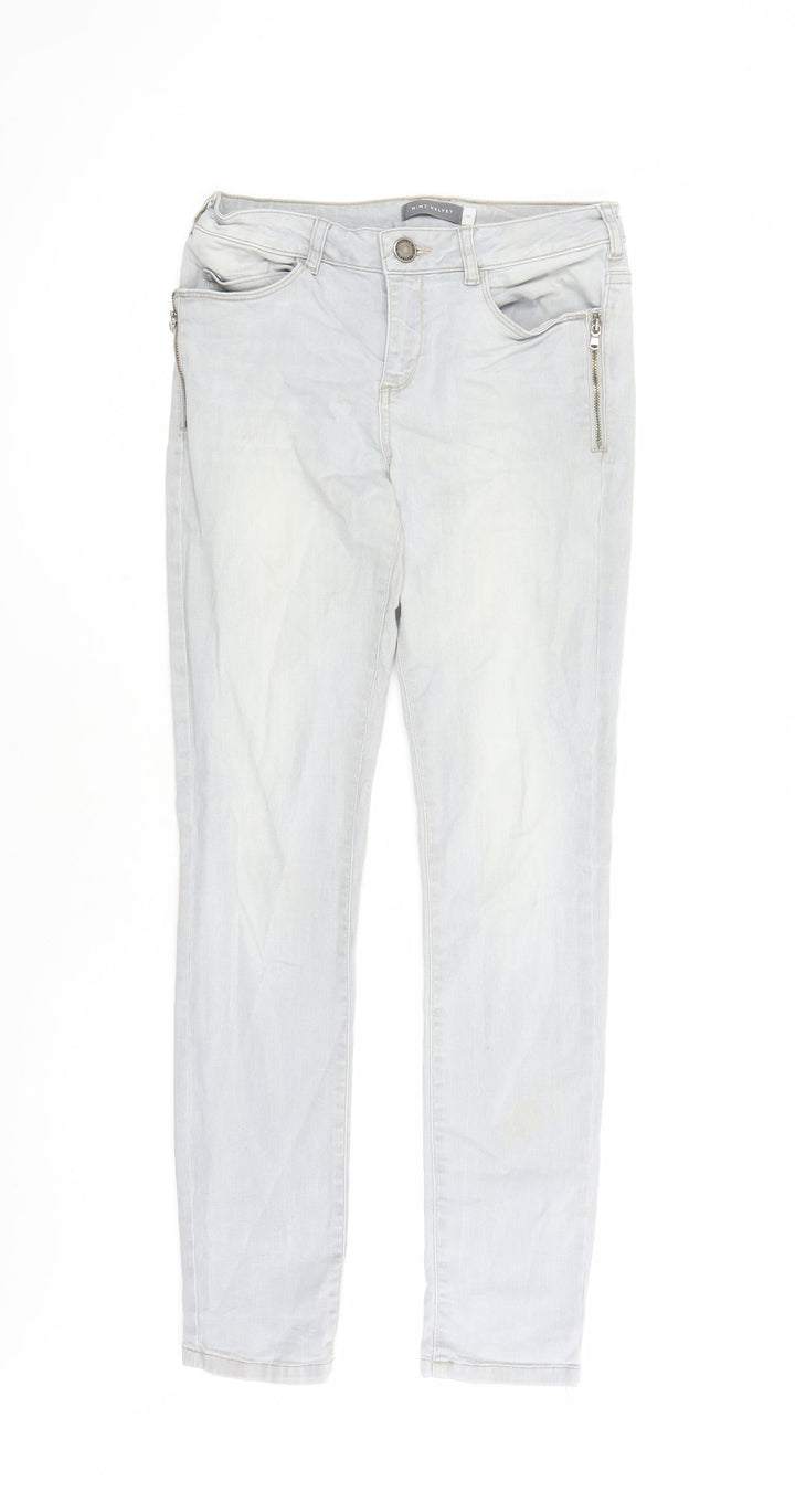 Mint Velvet Womens Grey Cotton Straight Jeans Size 10 L29 in Regular Zip - Pockets