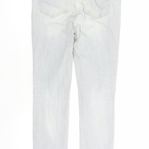 Mint Velvet Womens Grey Cotton Straight Jeans Size 10 L29 in Regular Zip - Pockets