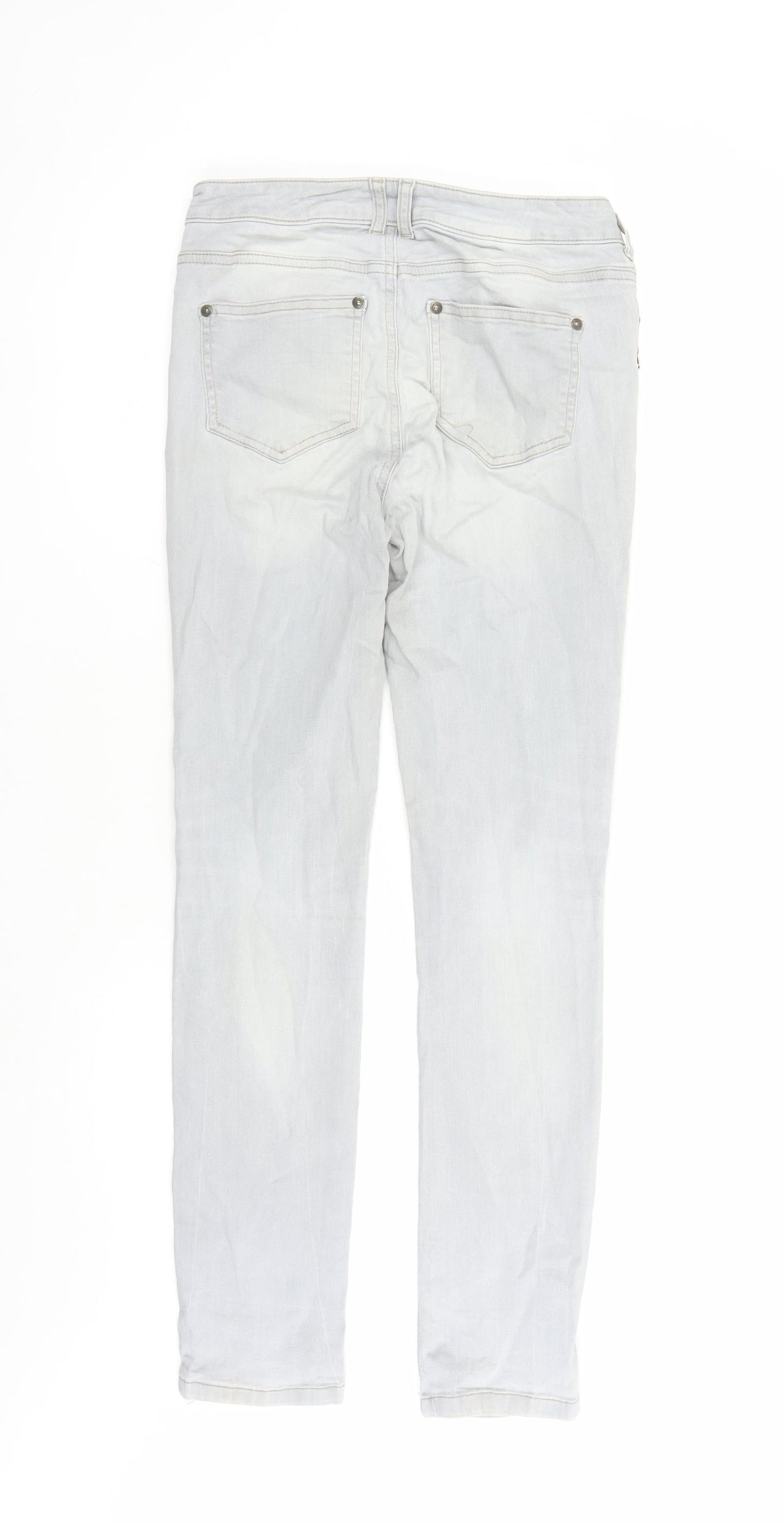 Mint Velvet Womens Grey Cotton Straight Jeans Size 10 L29 in Regular Zip - Pockets