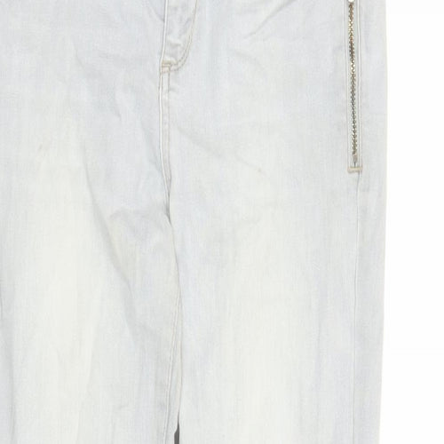 Mint Velvet Womens Grey Cotton Straight Jeans Size 10 L29 in Regular Zip - Pockets