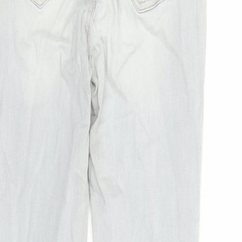 Mint Velvet Womens Grey Cotton Straight Jeans Size 10 L29 in Regular Zip - Pockets