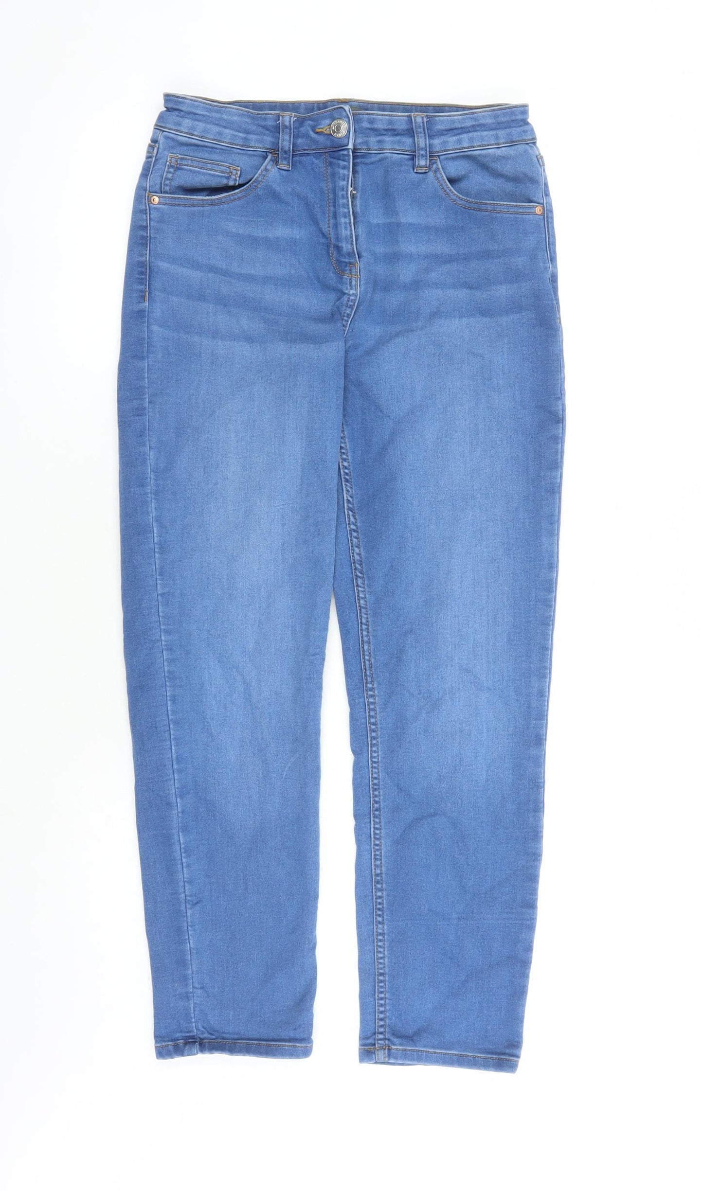 Papaya Womens Blue Cotton Straight Jeans Size 10 L27 in Regular Zip - Pockets