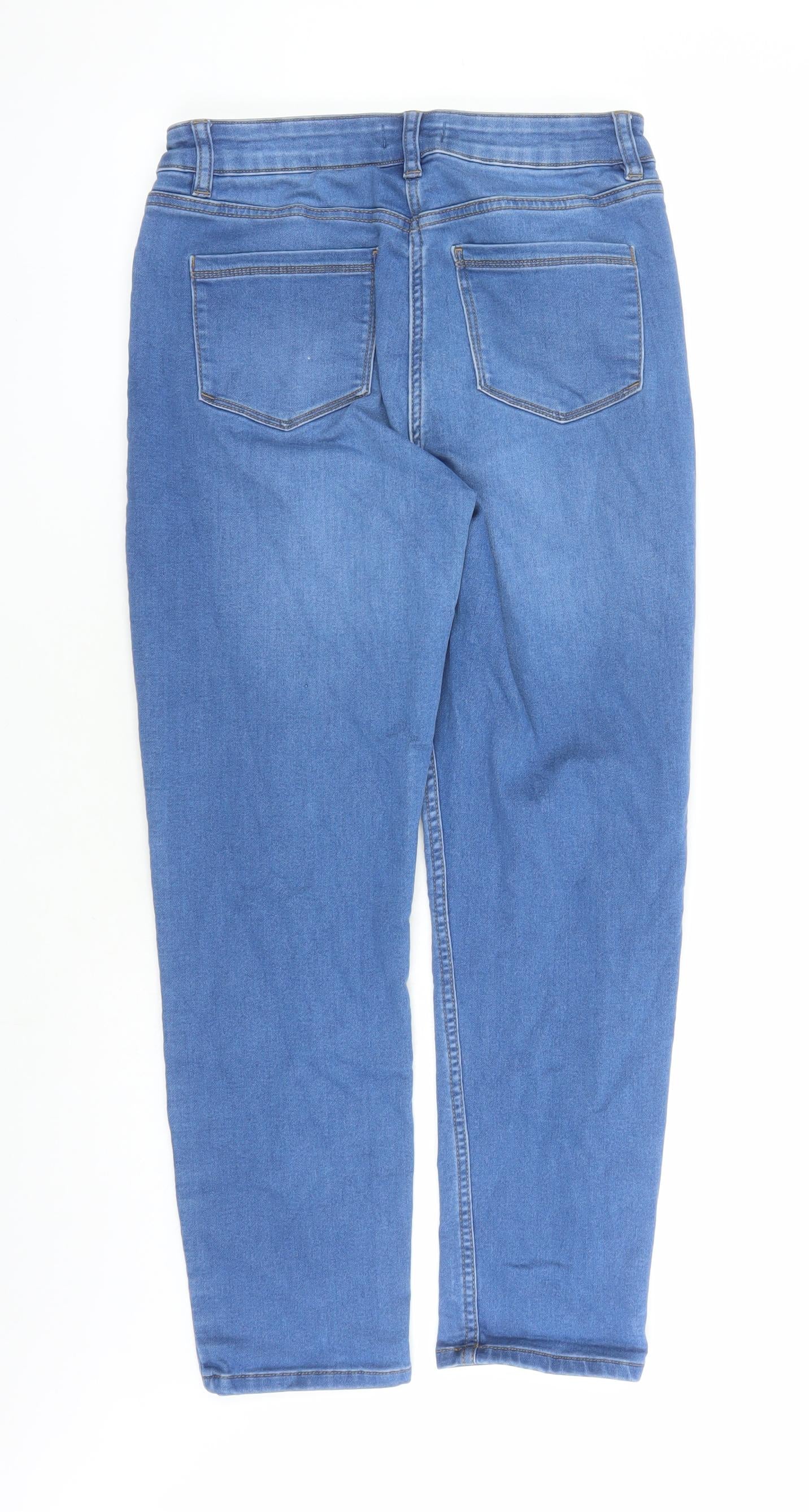 Papaya Womens Blue Cotton Straight Jeans Size 10 L27 in Regular Zip - Pockets