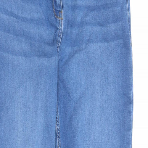 Papaya Womens Blue Cotton Straight Jeans Size 10 L27 in Regular Zip - Pockets