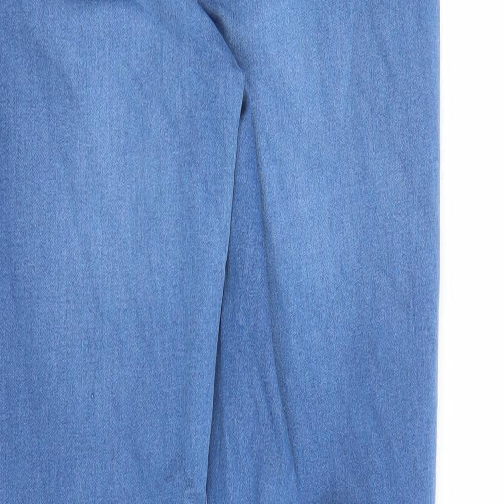 Papaya Womens Blue Cotton Straight Jeans Size 10 L27 in Regular Zip - Pockets