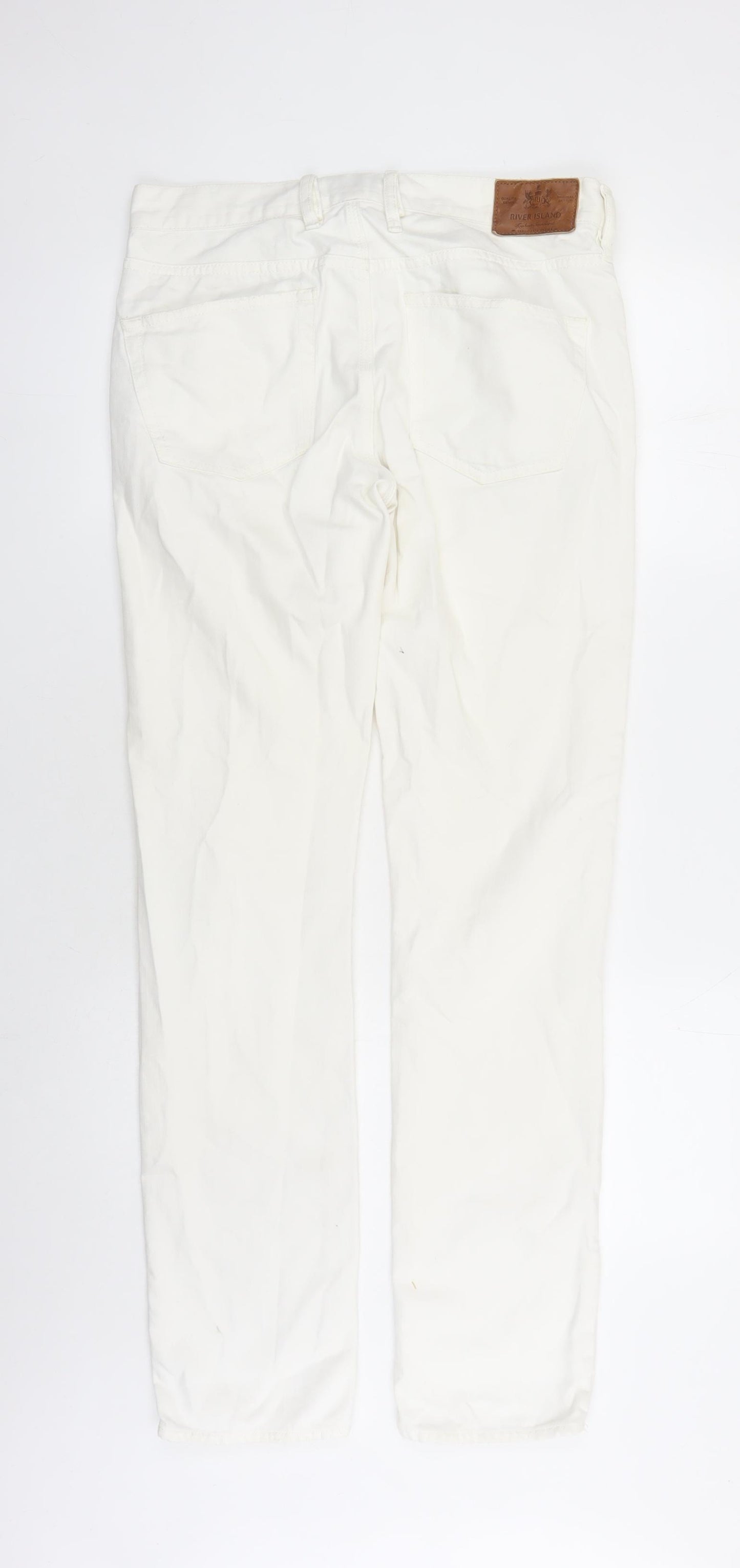 river is Mens White Cotton Straight Jeans Size 30 in L32 in Slim Button - Pockets