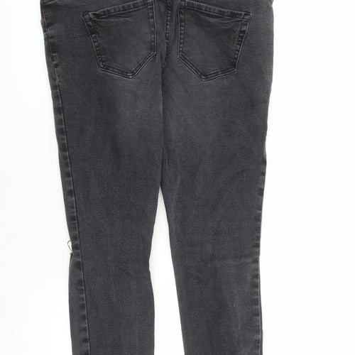 New Look Womens Black Cotton Skinny Jeans Size 12 L28 in Regular - Raw Hems