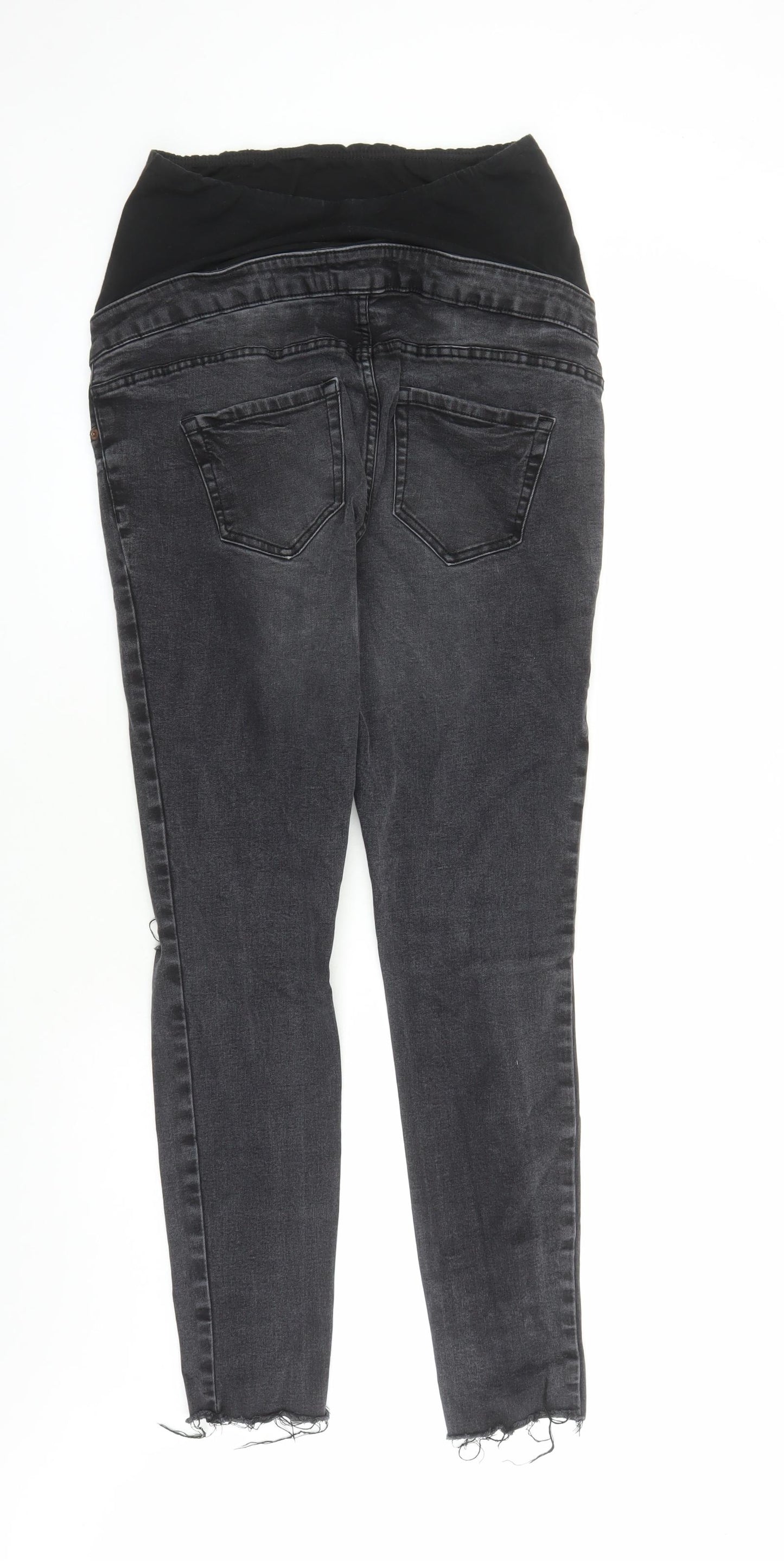 New Look Womens Black Cotton Skinny Jeans Size 12 L28 in Regular - Raw Hems
