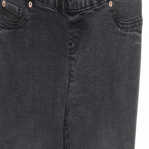 New Look Womens Black Cotton Skinny Jeans Size 12 L28 in Regular - Raw Hems