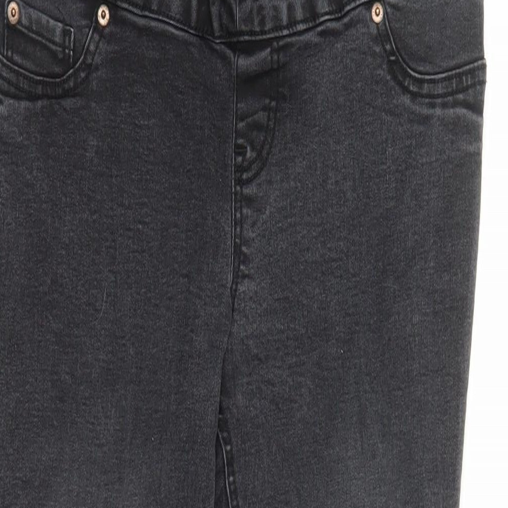 New Look Womens Black Cotton Skinny Jeans Size 12 L28 in Regular - Raw Hems