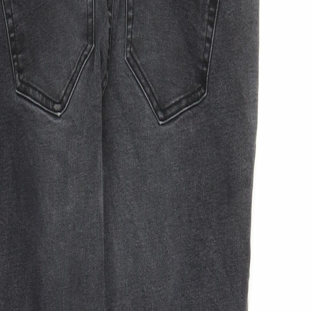 New Look Womens Black Cotton Skinny Jeans Size 12 L28 in Regular - Raw Hems