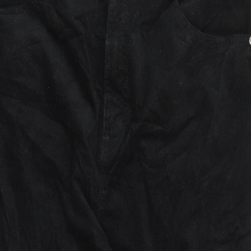 Marks and Spencer Womens Black Cotton Trousers Size 20 L29 in Regular Zip - Pockets