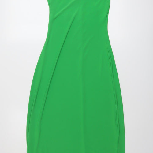 Zara Womens Green Polyester Bodycon Size S Square Neck Pullover