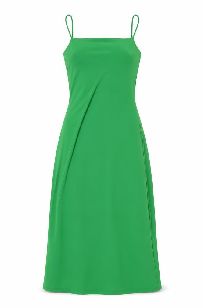 Front view of Zara women’s green polyester bodycon, size S, square neck pullover