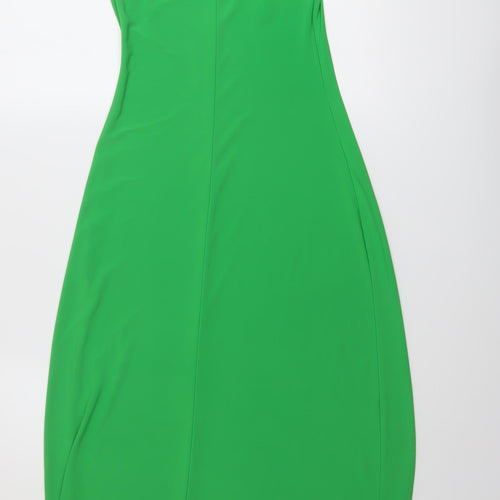 Zara Womens Green Polyester Bodycon Size S Square Neck Pullover