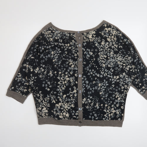 Poetry Womens Beige Round Neck Floral Wool Pullover Jumper Size 10