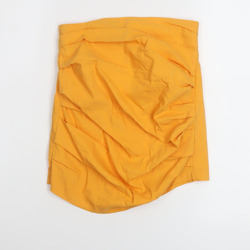Bershka Womens Orange Cotton Basic T-Shirt Size XS Off the Shoulder