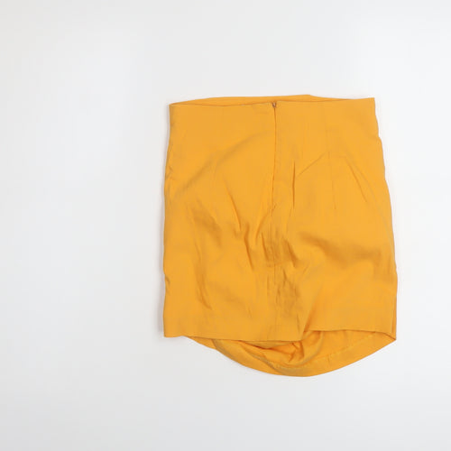 Bershka Womens Orange Cotton Basic T-Shirt Size XS Off the Shoulder