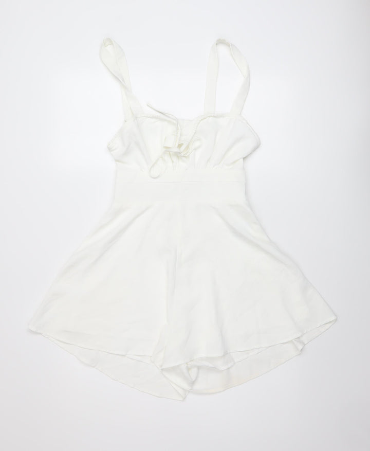 CIDER Womens Ivory Polyester Playsuit One-Piece Size S Zip