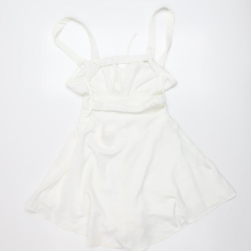 CIDER Womens Ivory Polyester Playsuit One-Piece Size S Zip