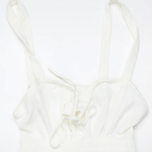 CIDER Womens Ivory Polyester Playsuit One-Piece Size S Zip