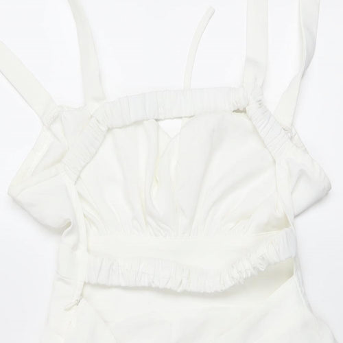 CIDER Womens Ivory Polyester Playsuit One-Piece Size S Zip