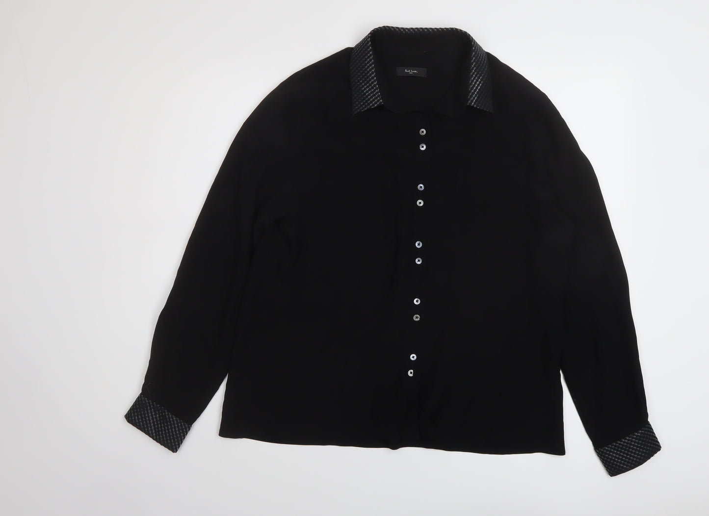 Paul Smith Womens Black Silk Basic Blouse Size 12 Collared